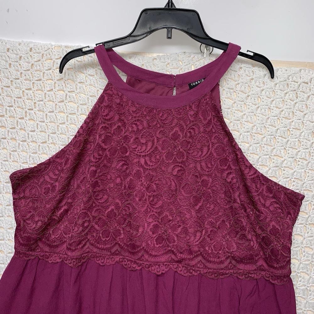NWt Torrid Purple Shirt Top Blouse Women's 3X Lace Shell Lined Sweet Sleeveless - Picture 2 of 11